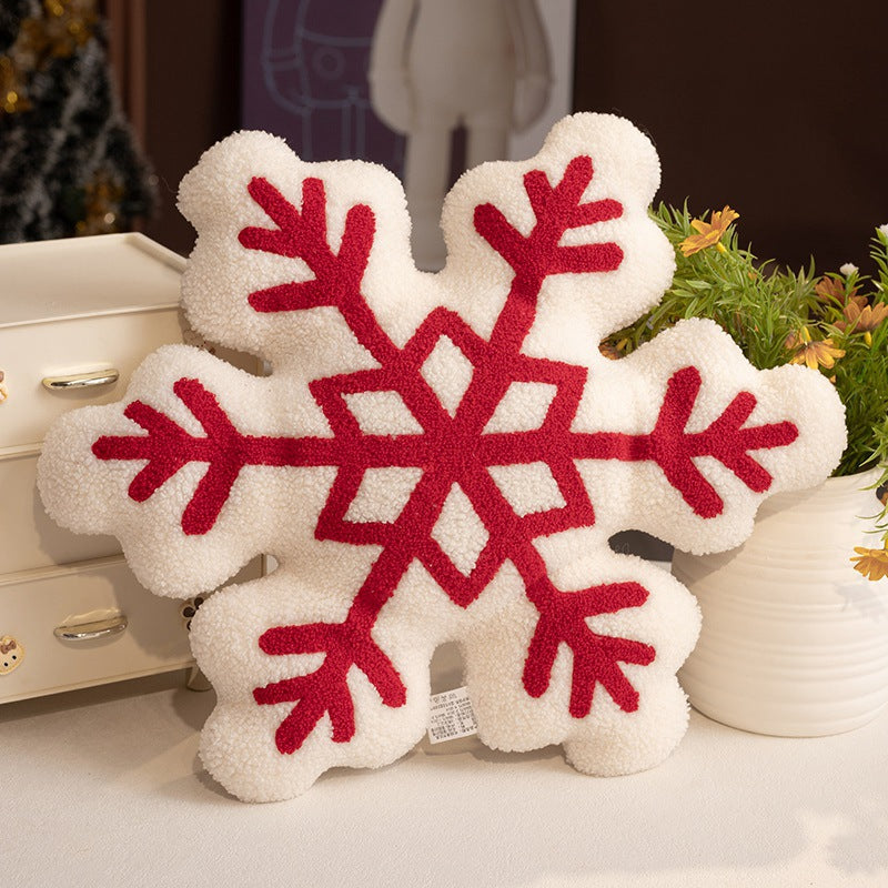 Snowflake Throw Pillow with Plush Sherpa Fabric and Tufted Embroidered Design - Image 10