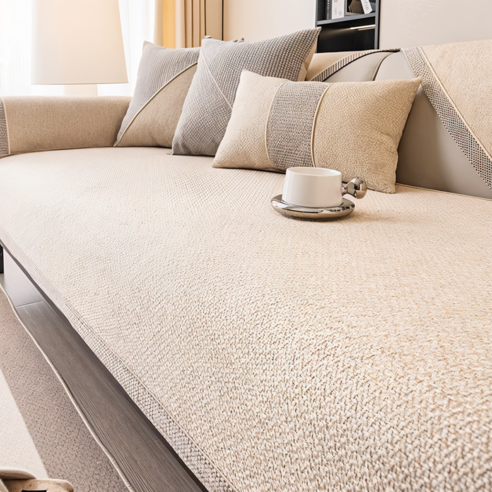 Sofa Cover with Non-Slip Backing and Textured Weave Protector for Sectional Couches - Image 4