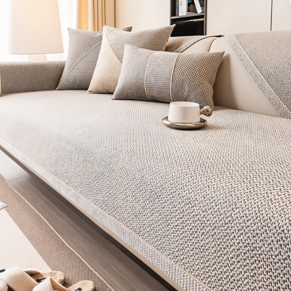 Sofa Cover with Non-Slip Backing and Textured Weave Protector for Sectional Couches - Image 6