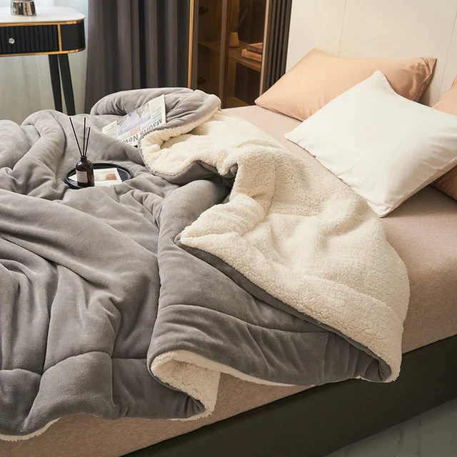 Soft Faux Fur Blanket with Sherpa Fleece Double-Sided Plush Quilted Throw - Image 2