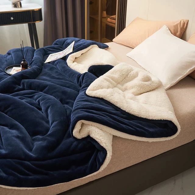 Soft Faux Fur Blanket with Sherpa Fleece Double-Sided Plush Quilted Throw - Image 3