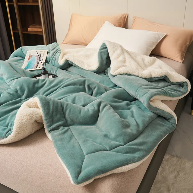Soft Faux Fur Blanket with Sherpa Fleece Double-Sided Plush Quilted Throw - Image 9