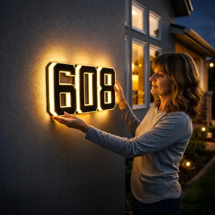 Solar House Numbers with LED Backlit Address Sign and Automatic Dusk Lighting - Image 1