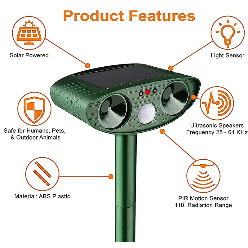 Solar Powered Ultrasonic Mouse Repellent with LED Flashing Lights and Ground Stake - Image 9