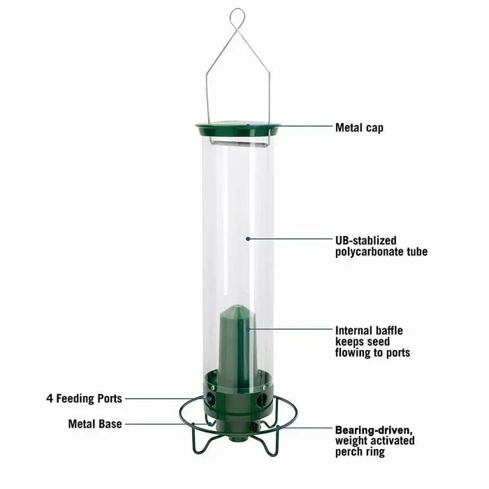 Squirrel Proof Bird Feeder with Weight Activated Spinning Perch and Tube Design - Image 7
