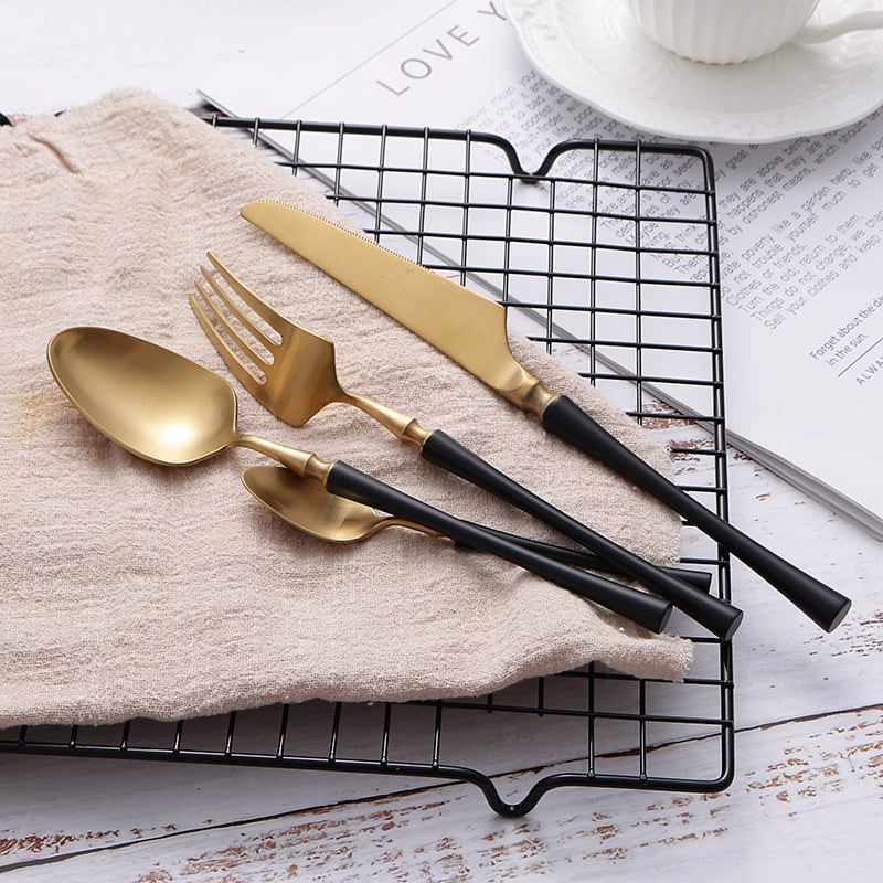 Stainless Steel Flatware Set with Tapered Handles and Decorative Collar 24-Piece Cutlery - Image 4