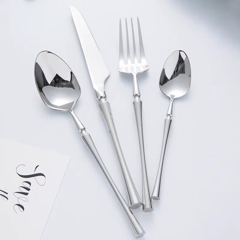 Stainless Steel Flatware Set with Tapered Handles and Decorative Collar 24-Piece Cutlery - Image 6