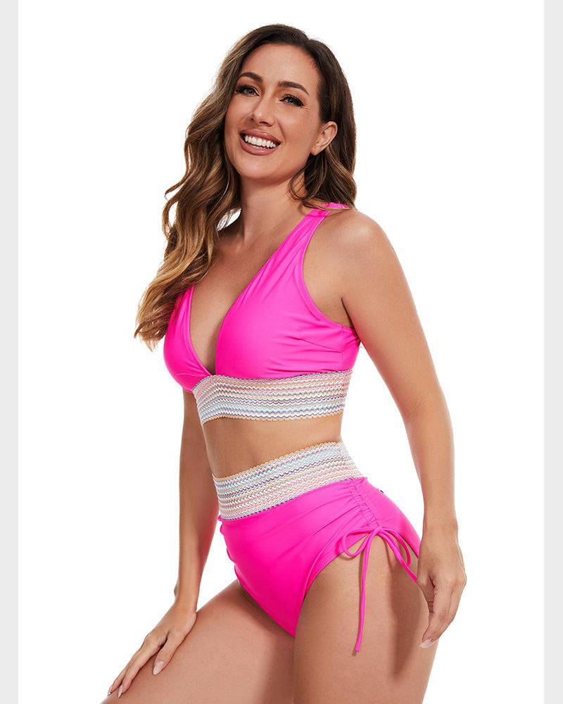 Bikini taille haute pour femme avec contrôle du ventre et bretelles ajustables