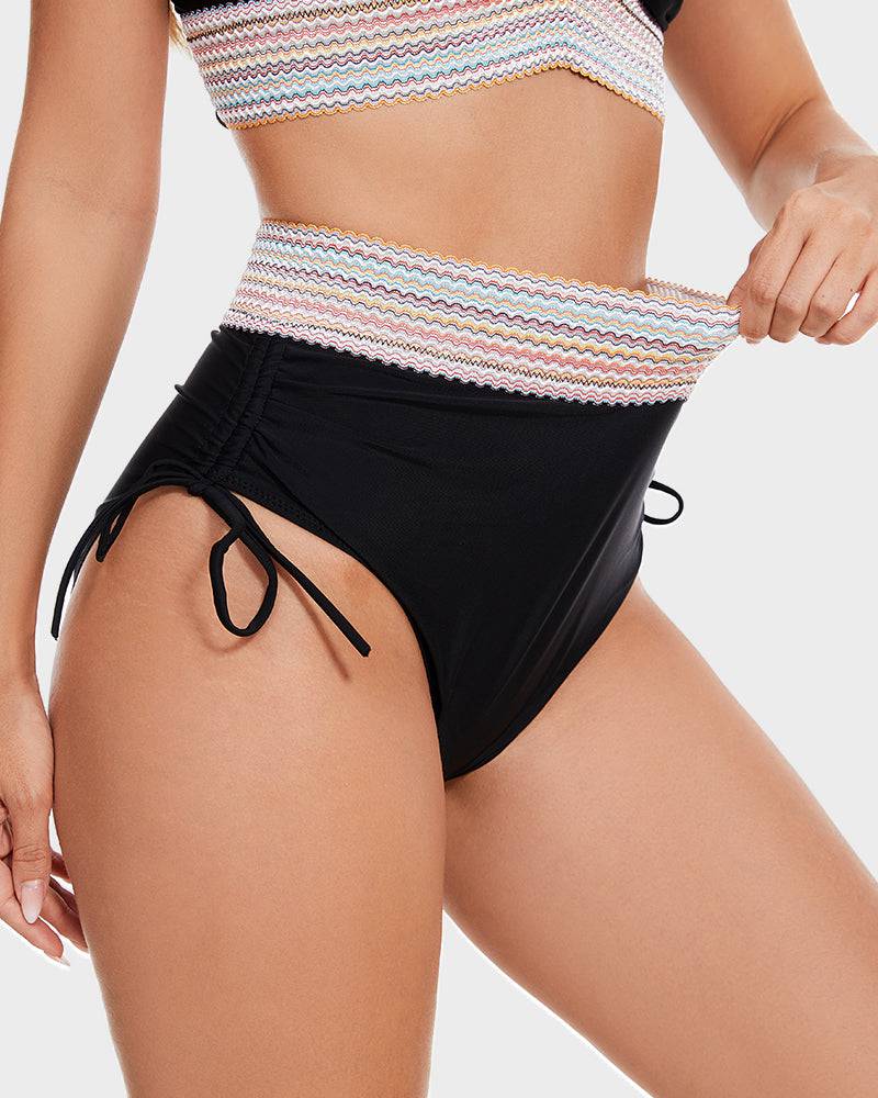 Bikini taille haute pour femme avec contrôle du ventre et bretelles ajustables