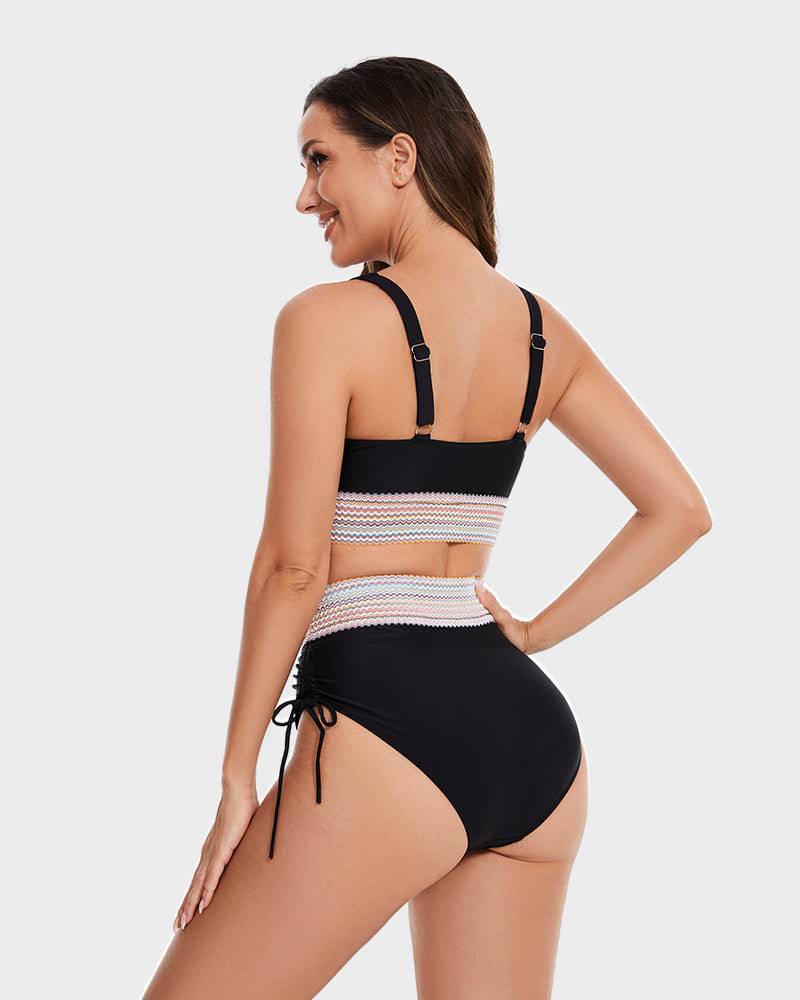Bikini taille haute pour femme avec contrôle du ventre et bretelles ajustables