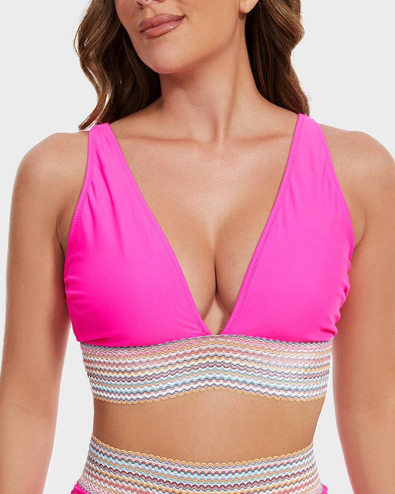 Bikini taille haute pour femme avec contrôle du ventre et bretelles ajustables