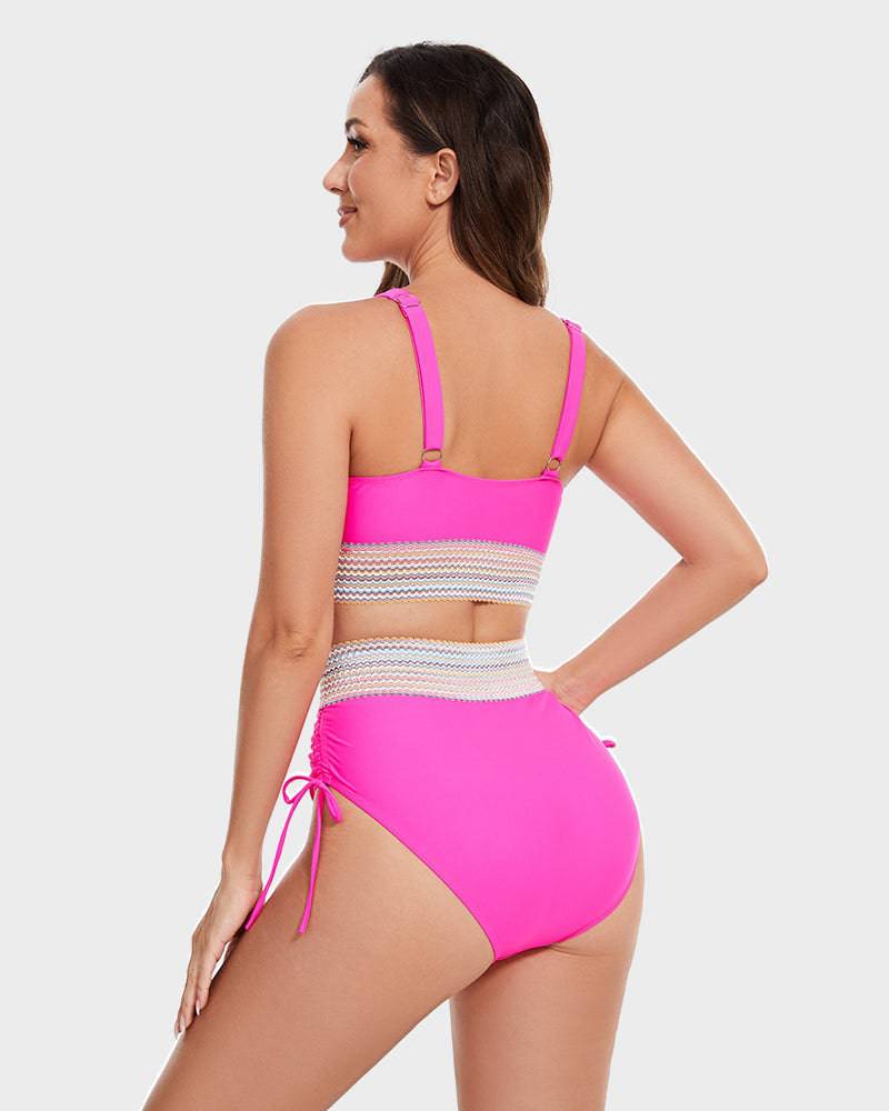 Bikini taille haute pour femme avec contrôle du ventre et bretelles ajustables