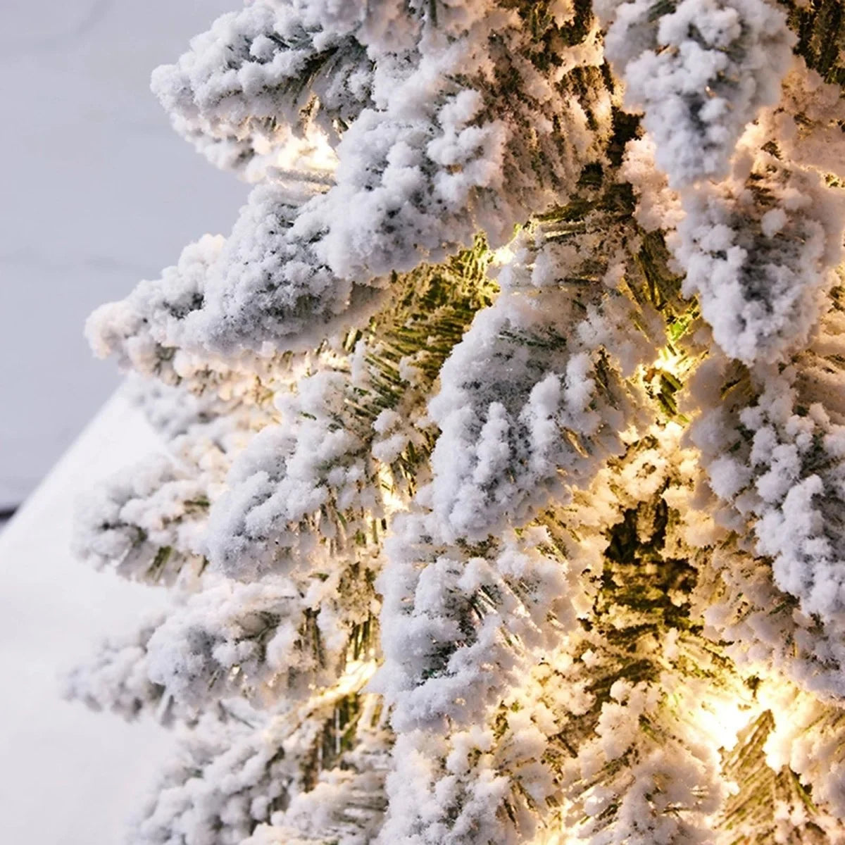 Tabletop Christmas Tree with LED Lights Faux Pine and Snowy Flocked Finish - Image 5