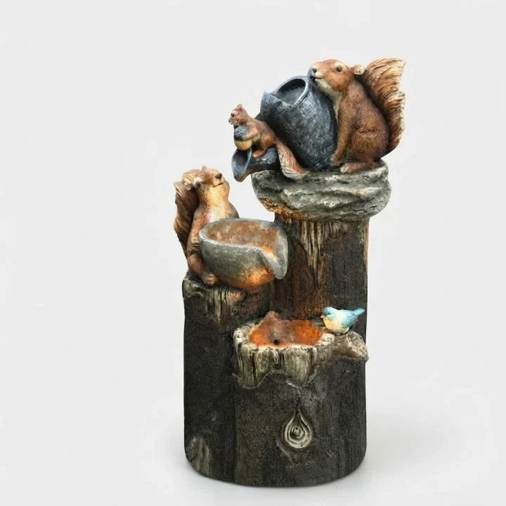 Tabletop Water Fountain with Solar Power and Hand-Painted Animal Figures LED Lighting - Image 10