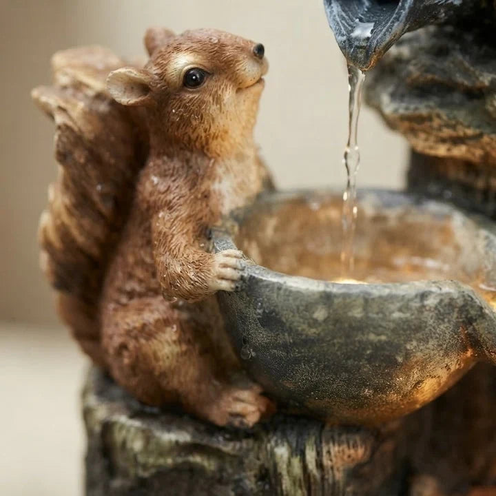 Tabletop Water Fountain with Solar Power and Hand-Painted Animal Figures LED Lighting - Image 3