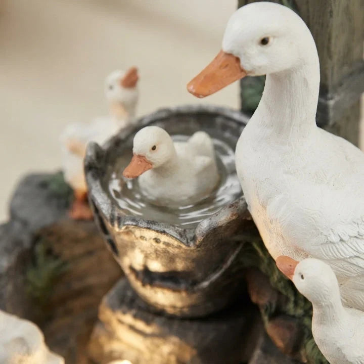 Tabletop Water Fountain with Solar Power and Hand-Painted Animal Figures LED Lighting - Image 5