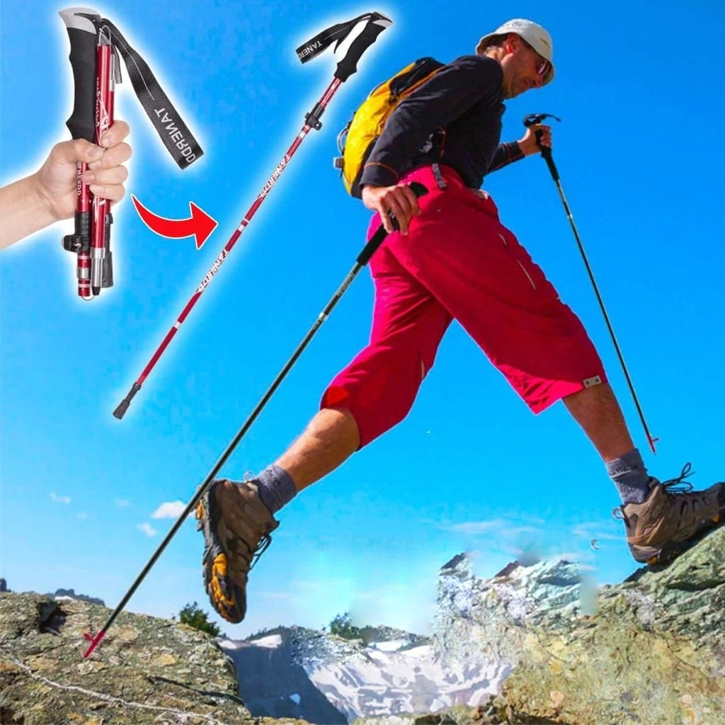 Trekking Pole Foldable Telescoping Aluminum with Adjustable Height and Foam Grip - Image 1
