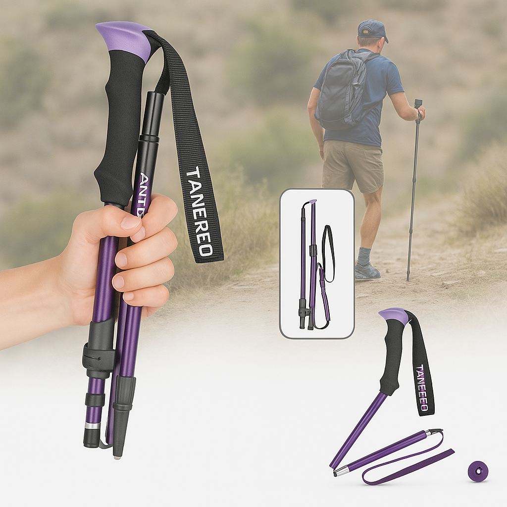 Trekking Pole Foldable Telescoping Aluminum with Adjustable Height and Foam Grip - Image 5