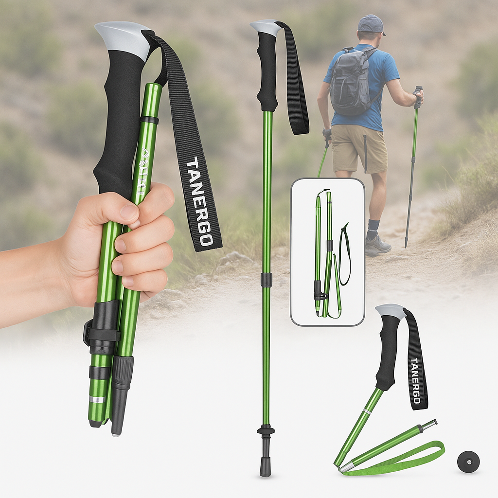 Trekking Pole Foldable Telescoping Aluminum with Adjustable Height and Foam Grip - Image 7