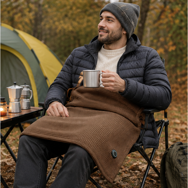 USB Heated Electric Wearable Throw Blanket with Waffle Knit and Portable Design - Image 10