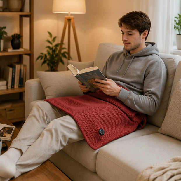 USB Heated Electric Wearable Throw Blanket with Waffle Knit and Portable Design - Image 12