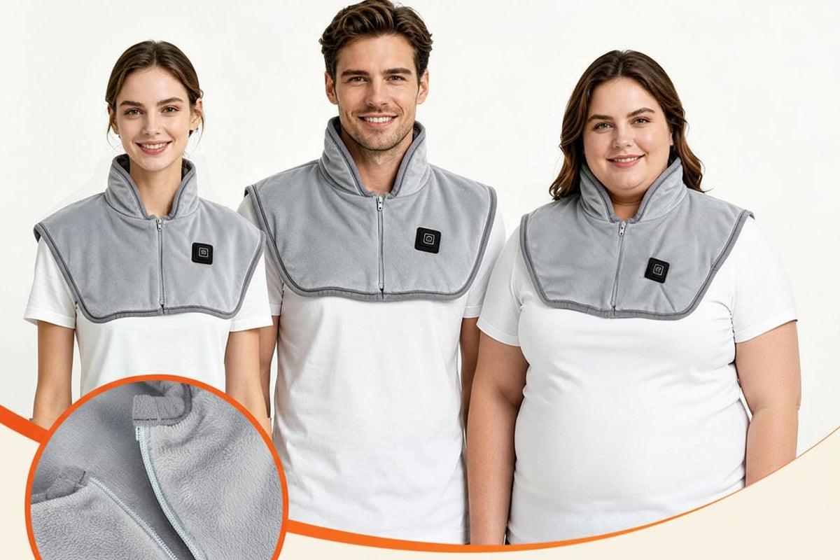 USB Neck and Shoulder Electric Heating Pad with Fleece Collar and Zipper Closure - Image 2