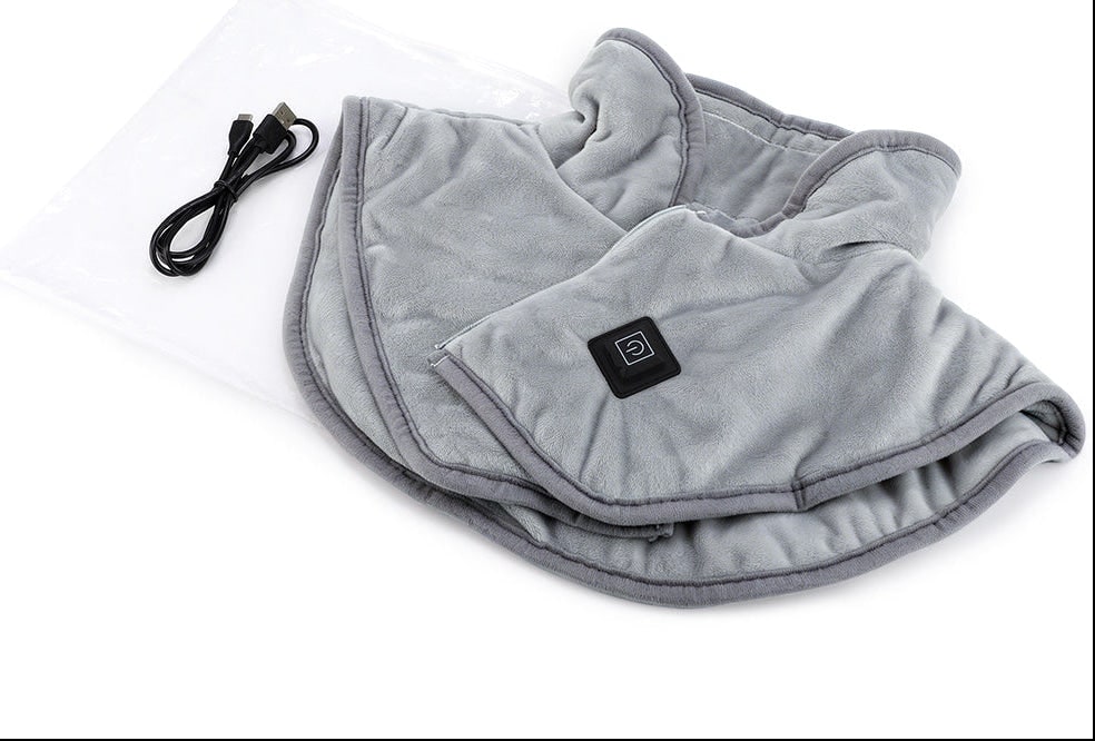 USB Neck and Shoulder Electric Heating Pad with Fleece Collar and Zipper Closure - Image 7