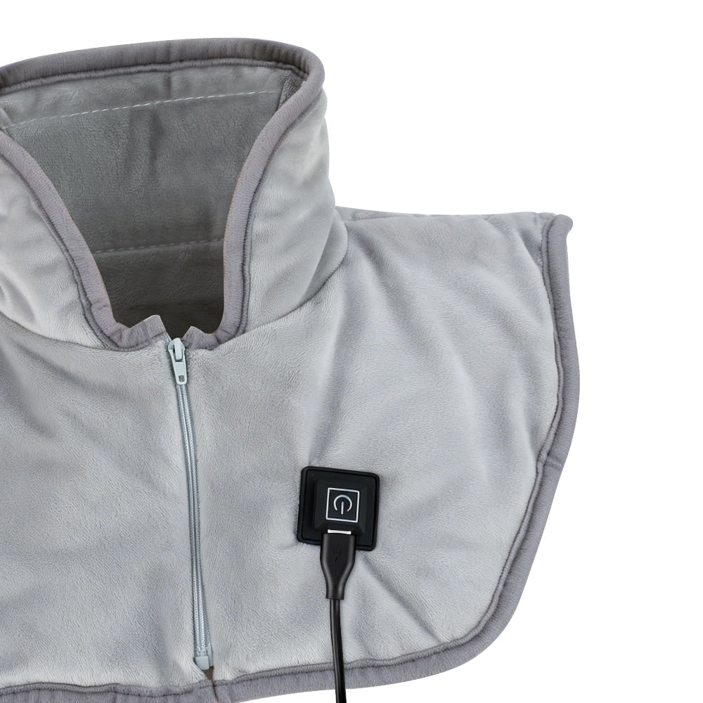 USB Neck and Shoulder Electric Heating Pad with Fleece Collar and Zipper Closure - Image 9