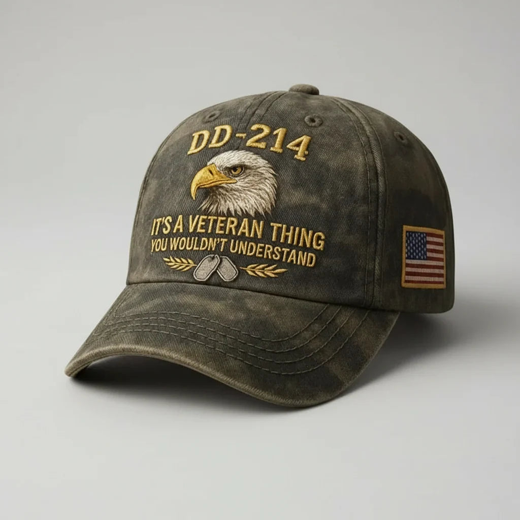 Veteran Embroidered Baseball Cap with Washed Cotton Twill and Us Flag Patch - Image 2