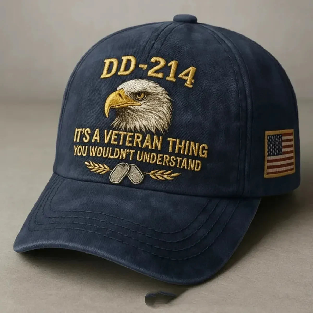 Veteran Embroidered Baseball Cap with Washed Cotton Twill and Us Flag Patch - Image 3