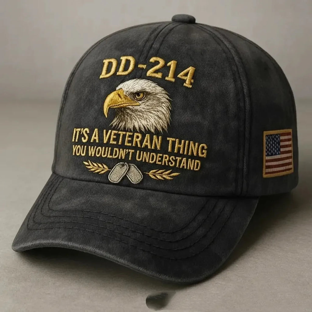 Veteran Embroidered Baseball Cap with Washed Cotton Twill and Us Flag Patch - Image 4
