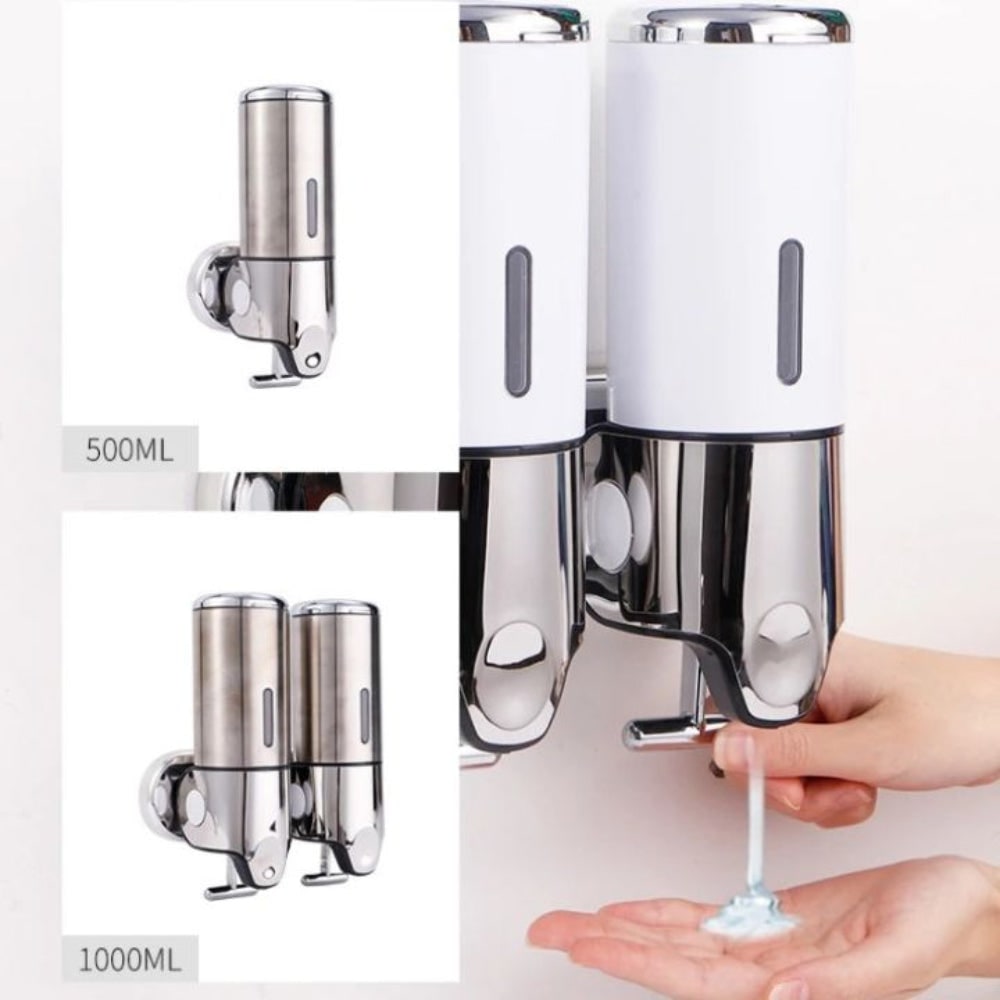 Wall Mount Soap Dispenser with Manual Pump and Clear Viewing Window for Bathroom - Image 2