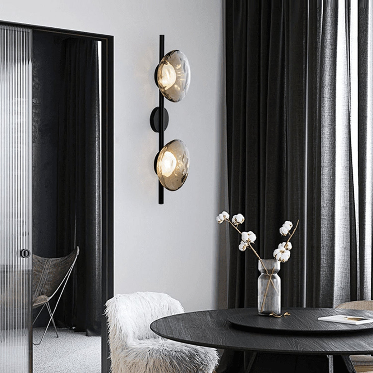 Wall Sconce Lighting with Textured Glass and Wave-Inspired Design - Image 4