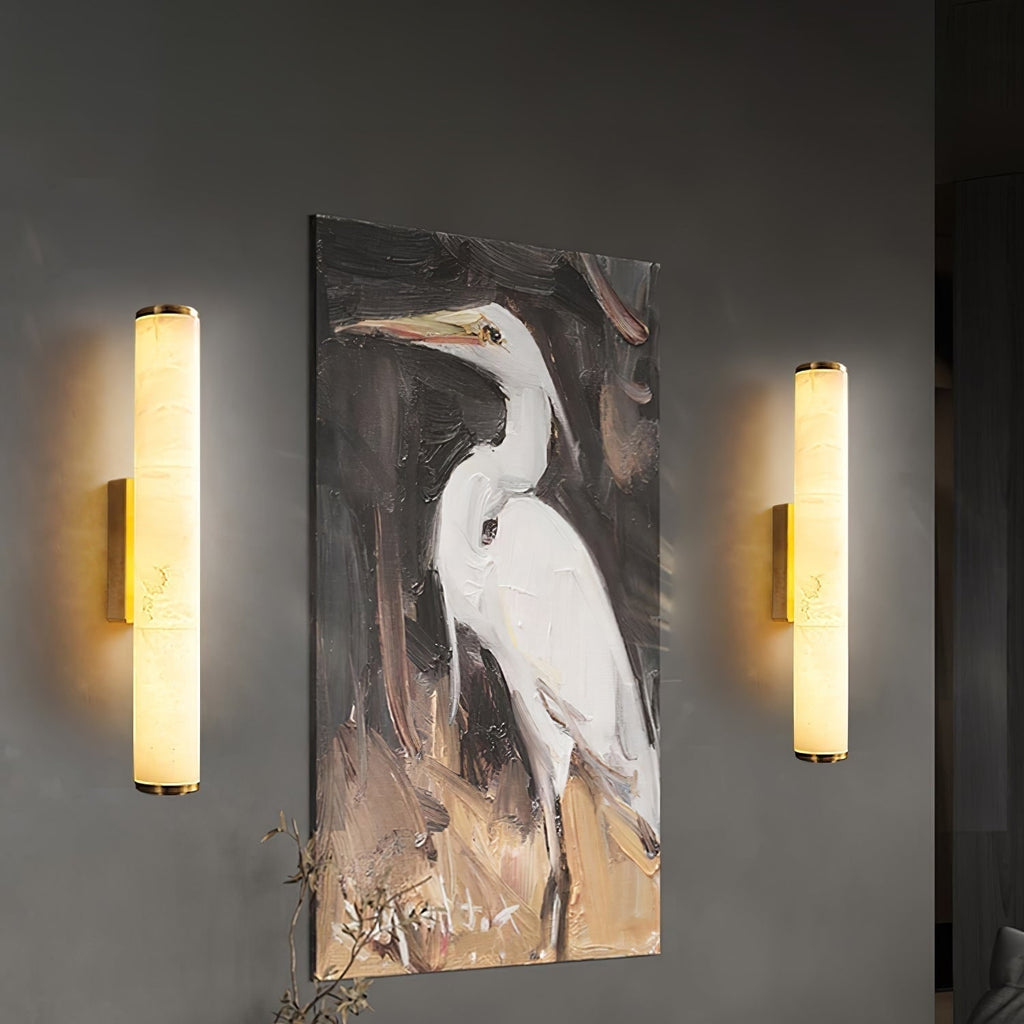 Wall Sconce Lighting with Translucent Marble Shade and Hardwired LED - Image 4