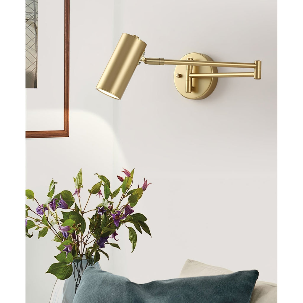 Wall Sconce with Adjustable Swing Arm and Cylindrical Shade LED Light - Image 10