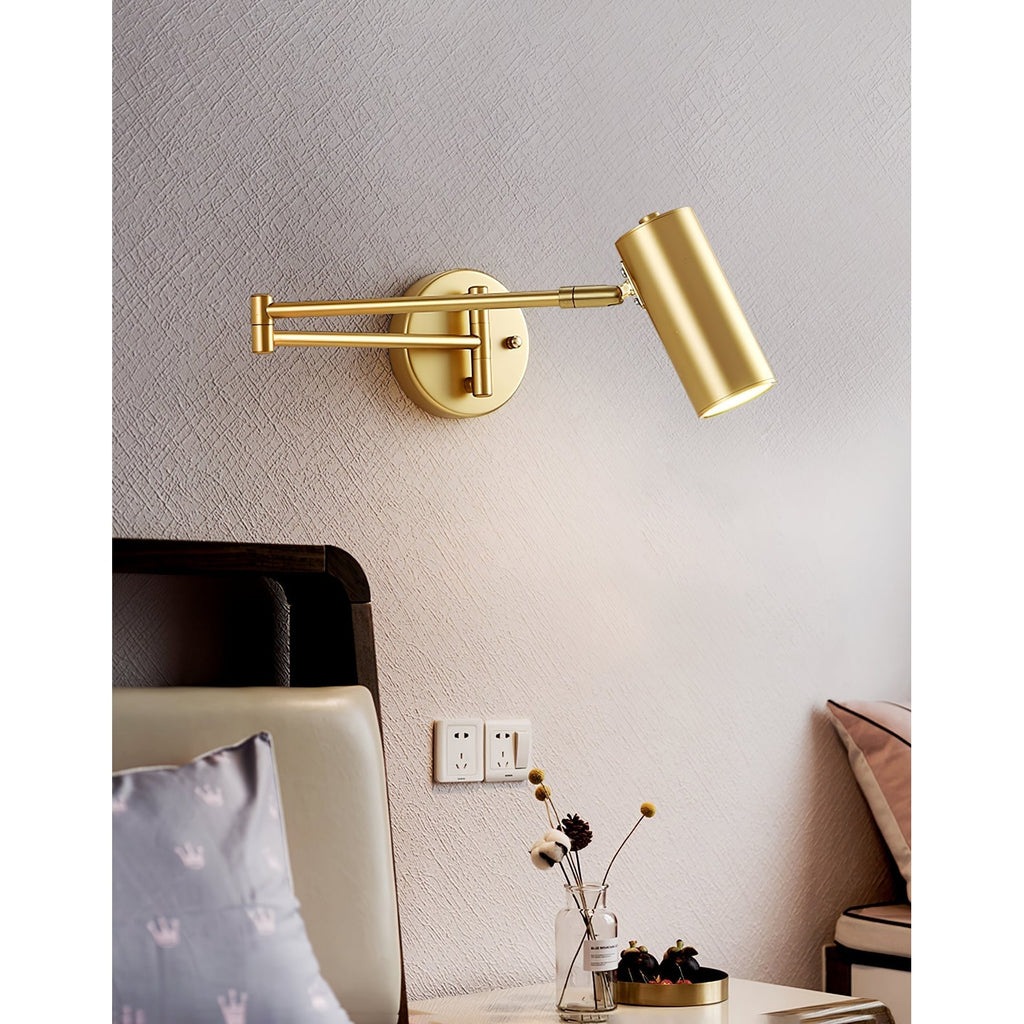 Wall Sconce with Adjustable Swing Arm and Cylindrical Shade LED Light - Image 11