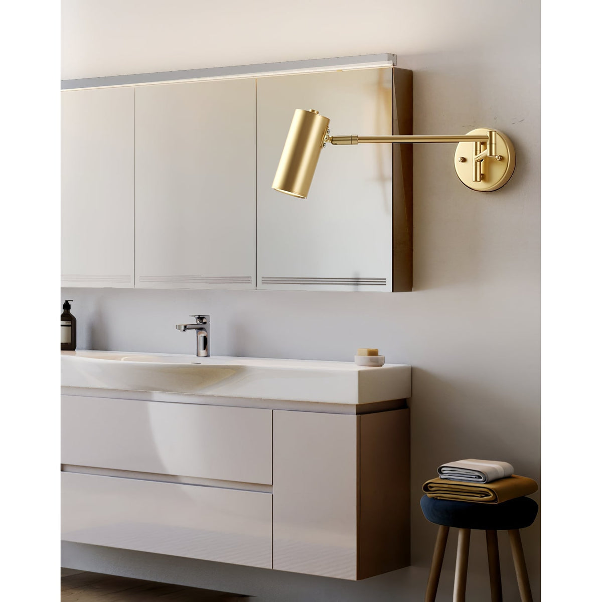 Wall Sconce with Adjustable Swing Arm and Cylindrical Shade LED Light - Image 14