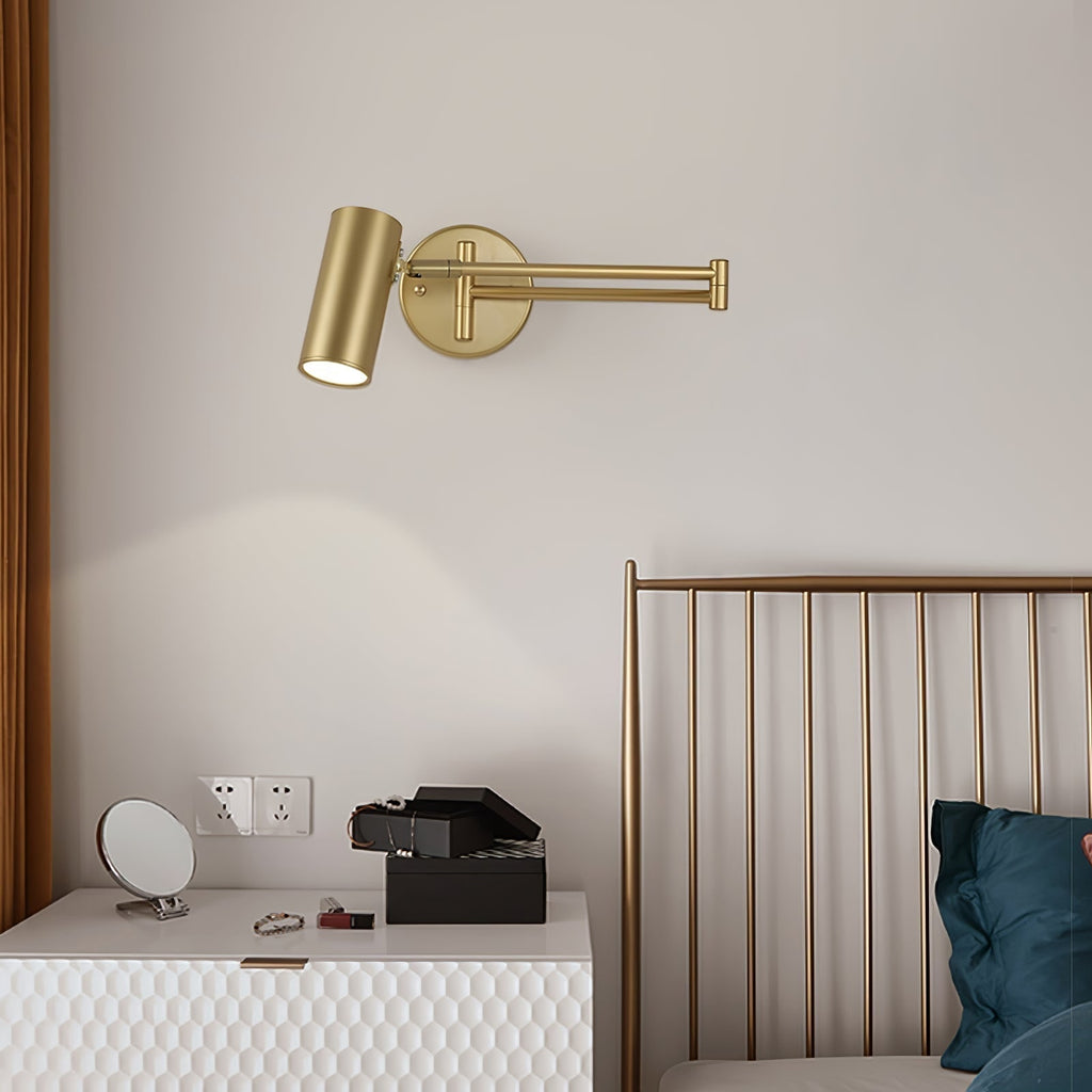 Wall Sconce with Adjustable Swing Arm and Cylindrical Shade LED Light - Image 3