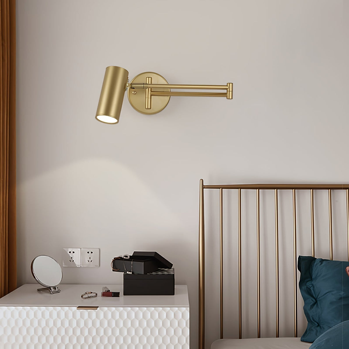 Wall Sconce with Adjustable Swing Arm and Cylindrical Shade LED Light - Image 3