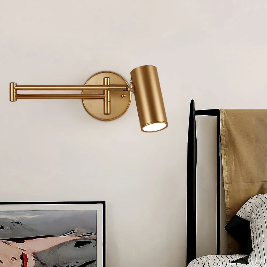 Wall Sconce with Adjustable Swing Arm and Cylindrical Shade LED Light - Image 6