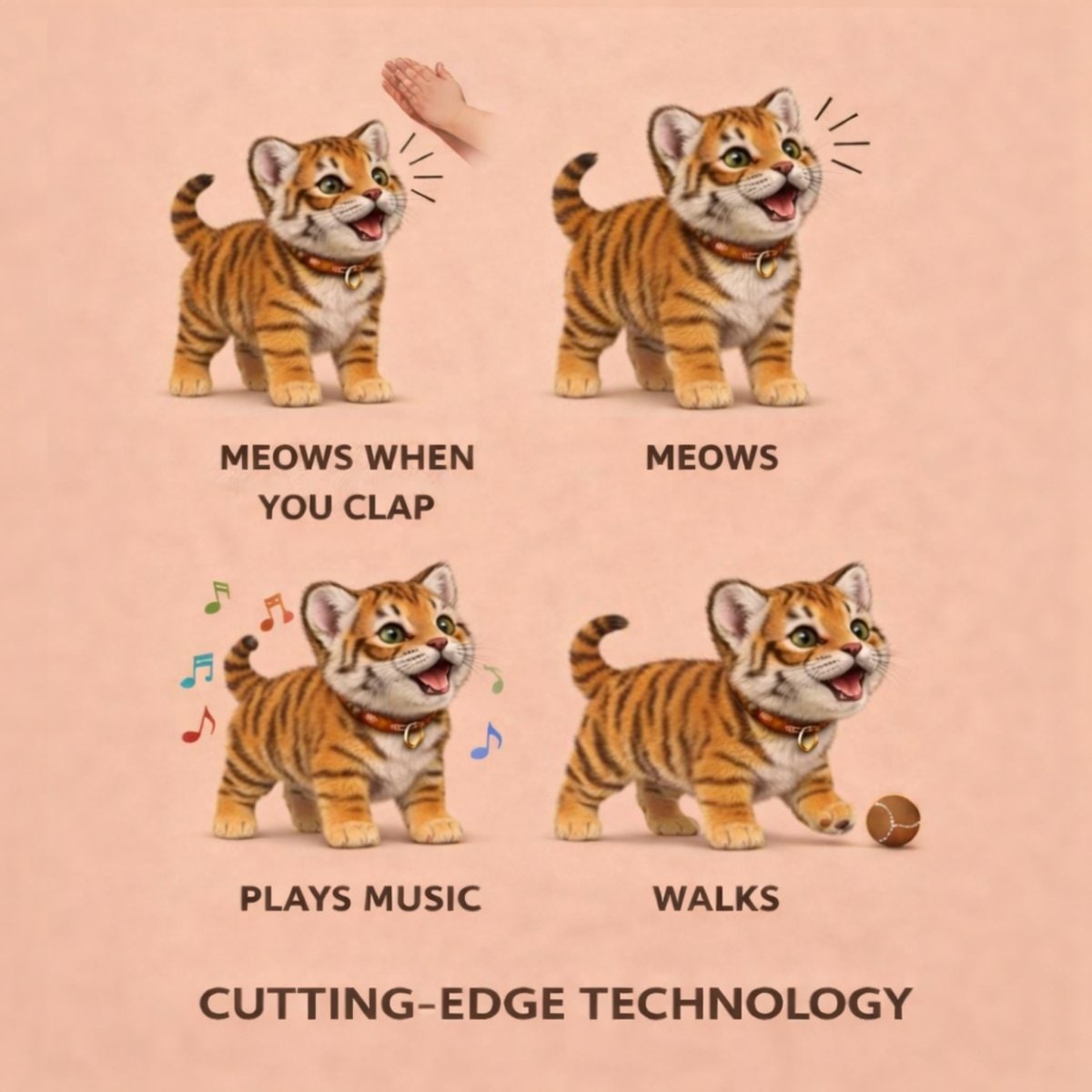 Weighted Plush Tiger Cub Toy with Interactive Walking and Tail-Wagging Movements - Image 7
