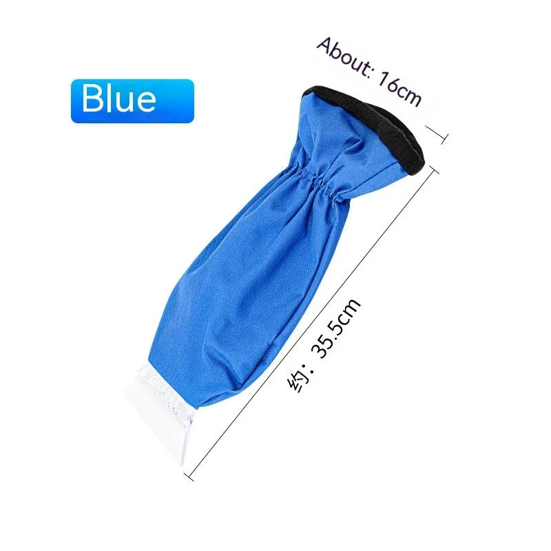 Window Scraper for Ice with Fleece-Lined Mitt and Rigid Blade for Car Windshield - Image 4