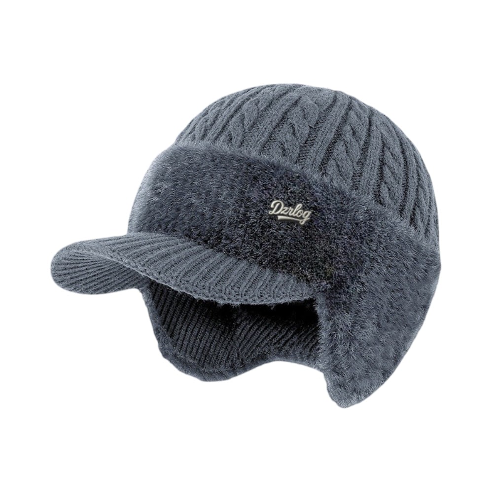 Winter Hat with Brim Wool Knit Ear Flaps Cable Beanie - Image 13
