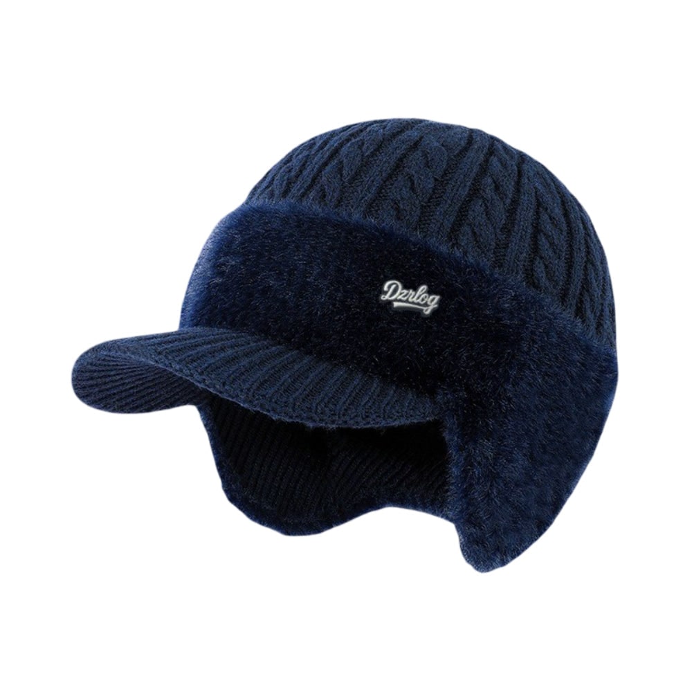 Winter Hat with Brim Wool Knit Ear Flaps Cable Beanie - Image 16
