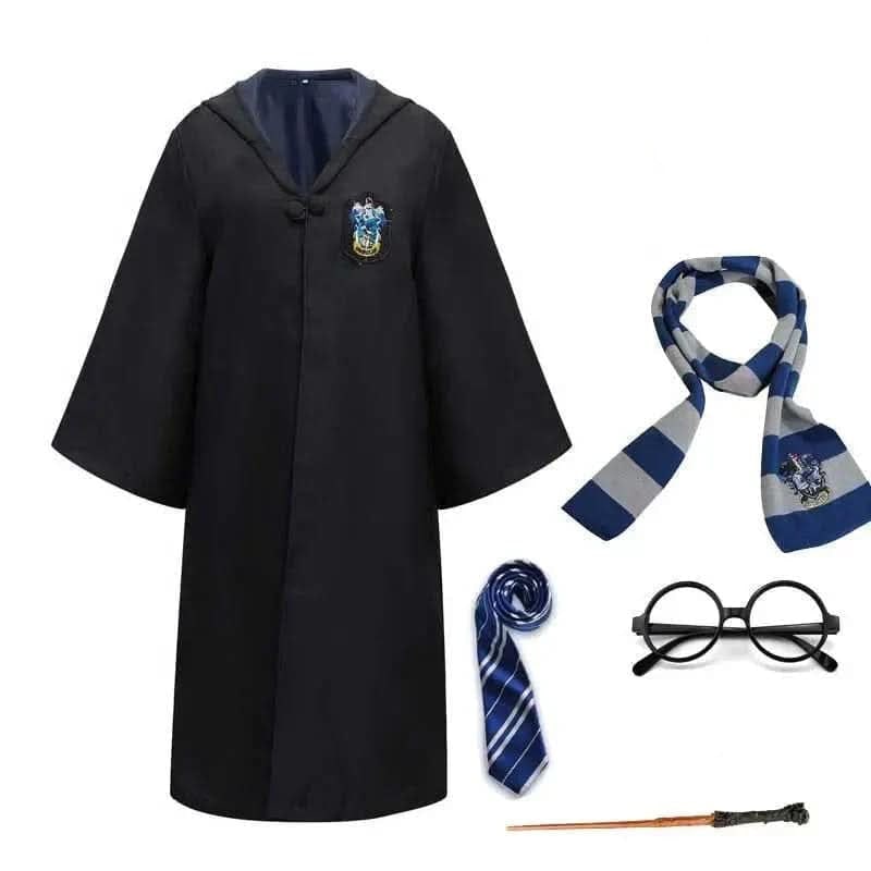 Wizard Robe Hooded Costume with Embroidered Crest and Wide Flared Sleeves - Image 10