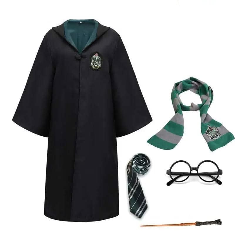 Wizard Robe Hooded Costume with Embroidered Crest and Wide Flared Sleeves - Image 8