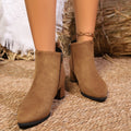 Women's Ankle Boots Pointed Toe with Block Heel and Side Zipper - Image 7