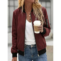 Women's Bomber Jacket with Zippered Sleeve Pocket and Ribbed Trim - Image 4