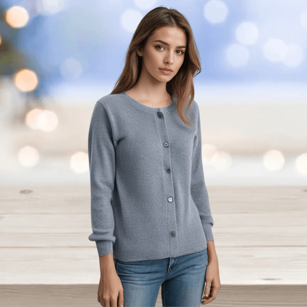 Women's Cardigan Sweater Knit Button Front Crew Neck Ribbed Cuffs - Image 19