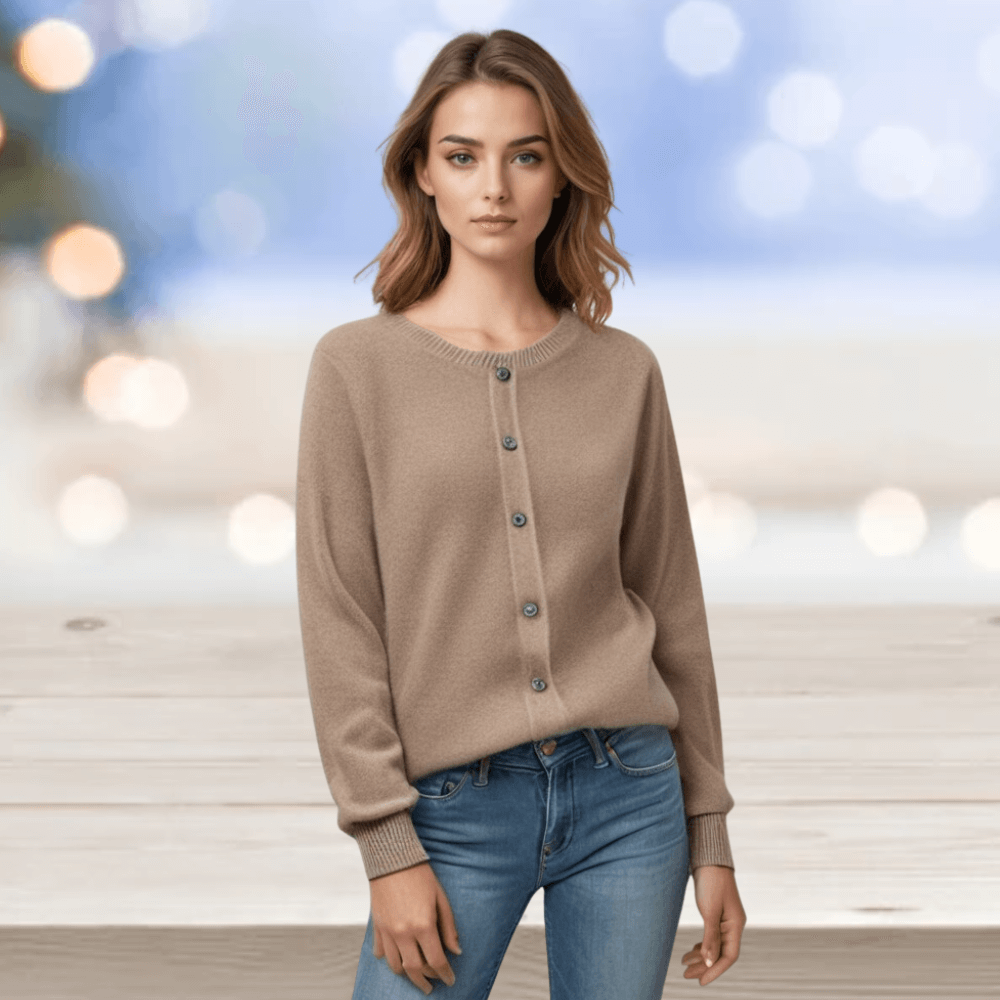 Women's Cardigan Sweater Knit Button Front Crew Neck Ribbed Cuffs - Image 22